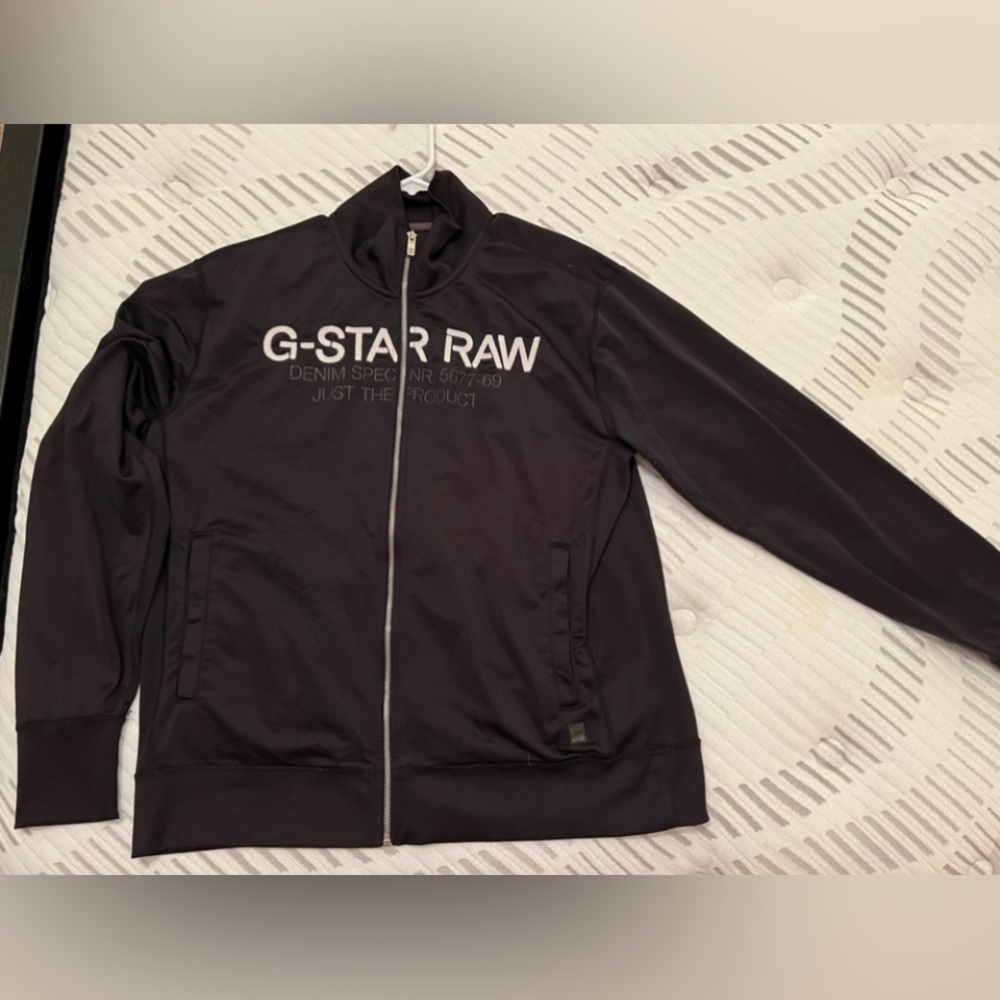 G-STAR RAW EMBROIDERED VINTAGE ZIP UP TRACK JACKET BLACK SIZE XXL PERFECT MINT!!